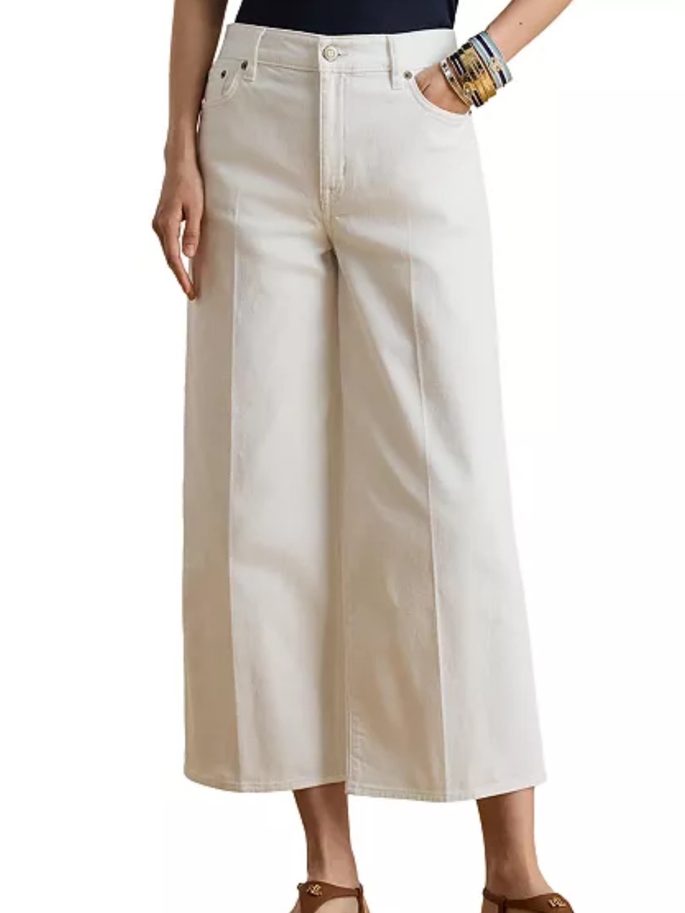 Nwt Polo by Ralph Lauren White Tessie Wide Crop Leg Jeans Size 27